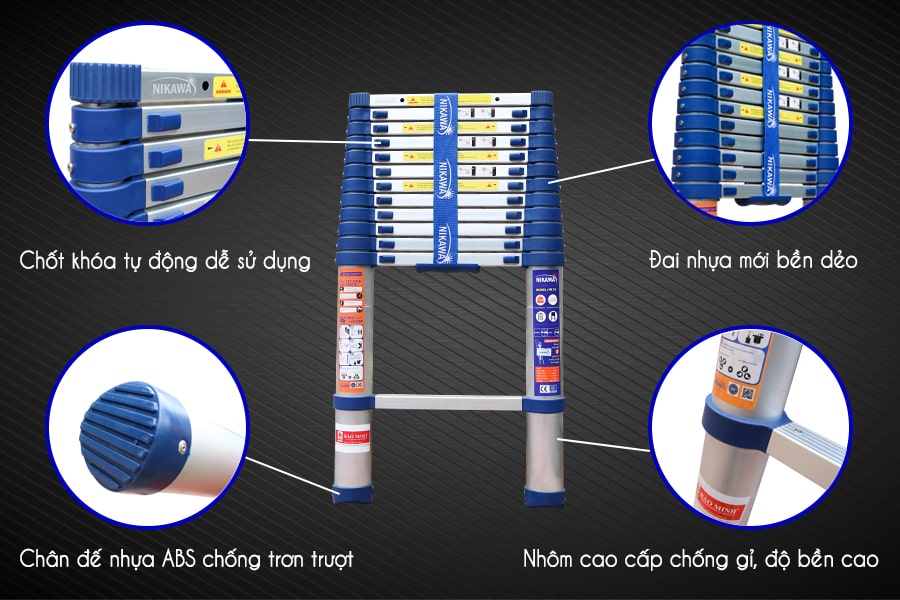 Ưu điểm nổi trội của thang nhôm rút đơn Nikawa NK-44 New